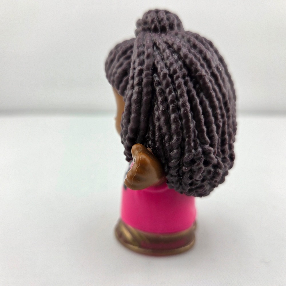 Fisher-Price Little People Girl Figure Pink Checkered Shirt Braids 2022 Mattel - Picture 2 of 5